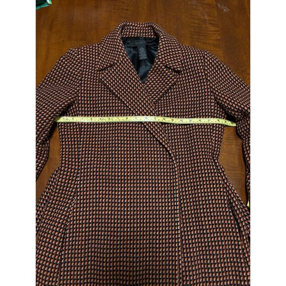 The Limited 90% Wool Orange/Brown/Black Long Wrap Coat - Picture 5 of 7